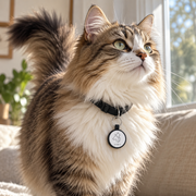Médaille connectée ronde pour chien & chat à suspendre - QR Code + NFC